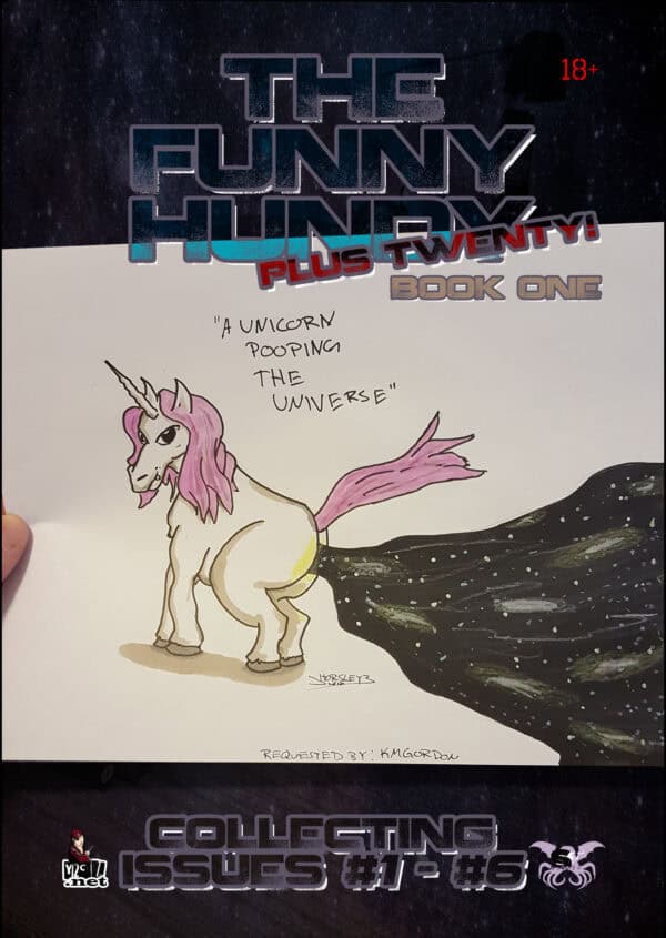 Funny Hundy Collected Book One with a unicorn pooping the universe